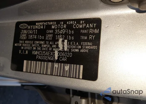 2012 Hyundai Accent Se from USA, damaged, VIN KMHCU5AEXCU006020